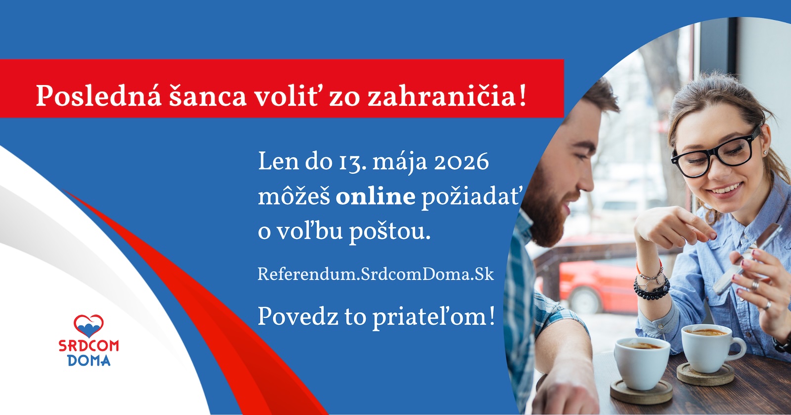 Posledná šanca voliť zo zahraničia! Len do 13. mája 2026 môžeš online požiadať o voľbu poštou.